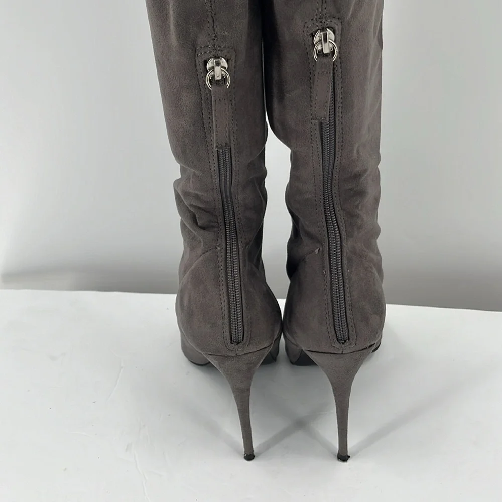 Steve Madden Tall Pointed-Toe Stiletto Over-The-Knee Boots in Charcoal